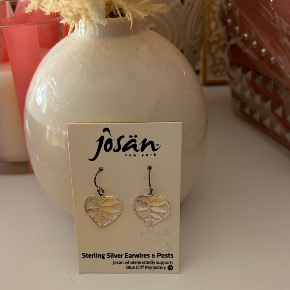Josan Sterling Silver Leaf Heart Earrings
